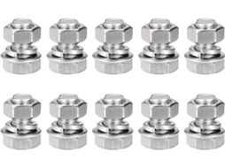 Kit com 10 Parafusos, Porcas, Arruelas Planas e de Pressão M8 X 16 Mm com Cabeça Sextavada e Rosca CHABERLU