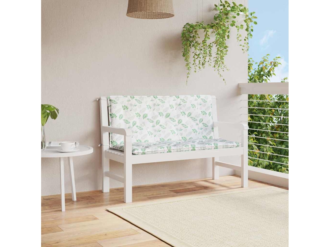 Vidaxl Almofadões Banco Jardim 2 Pcs 120x50x7 Cm Tecido Padrão Folhas