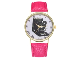 Reloj Analógico De Cuarzo Con Correa De Pu Para Mujer Y Hombre Zhoulianfa (rojo Rosa)
