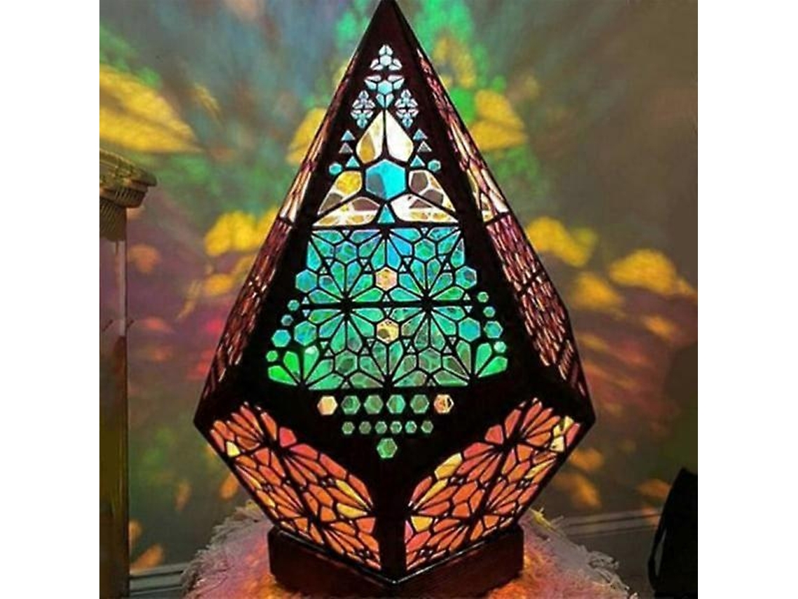 Luminária de Mesa Cabeceira com Projeção Céu Estrelado em Mosaico Boêmio BRILVIBERA