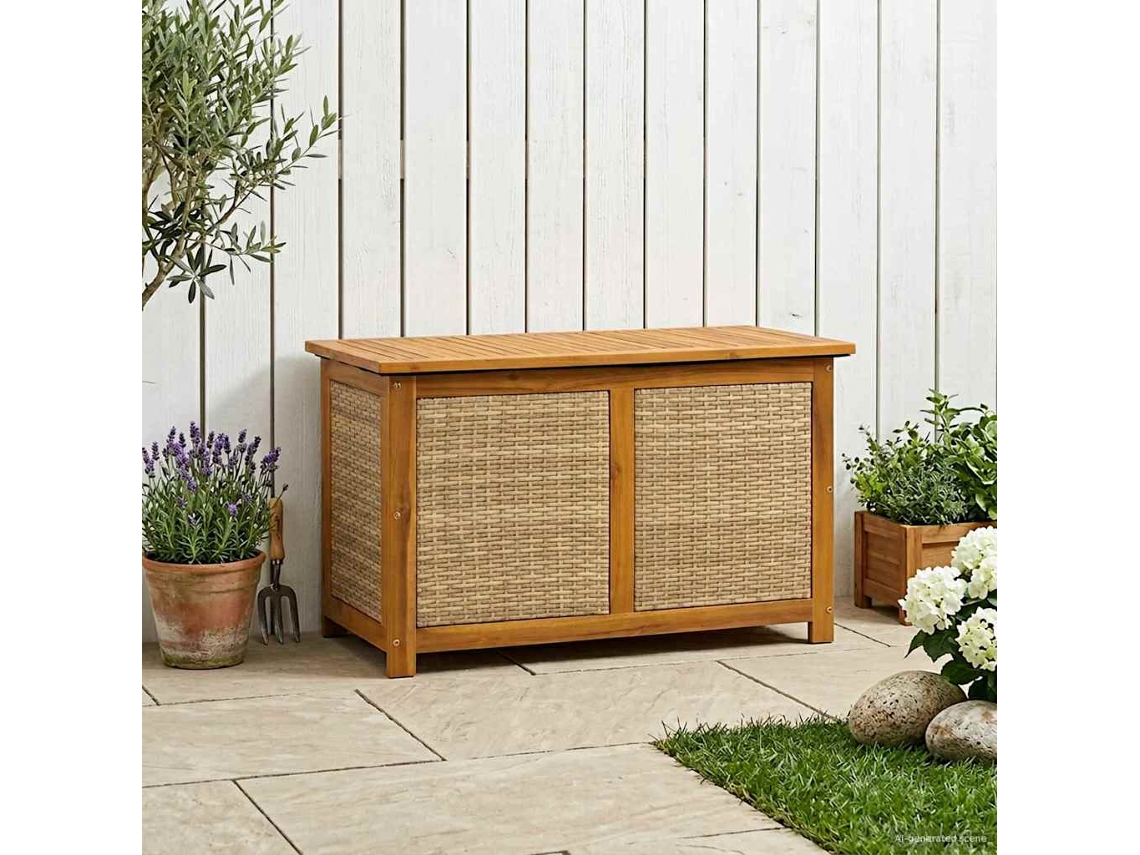Vidaxl Caixa De Armazenamento Para Jardim 185 L 90 X 50 X 56 Cm Bege