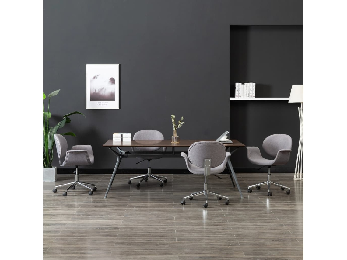 Vidaxl Cadeiras De Jantar Giratórias 4 Pcs Tecido Cinzento
