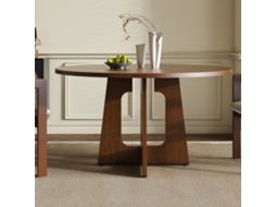 Mesa Redonda Modular Ø120cm Altura 76cm Mdf Folha Nogueira, Ideal Para Quatro Pessoas