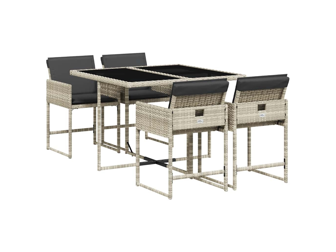 Conjunto de 5 Jantar para Jardim com Almofadões Cinzento Claro MAISON EXCLUSIVE