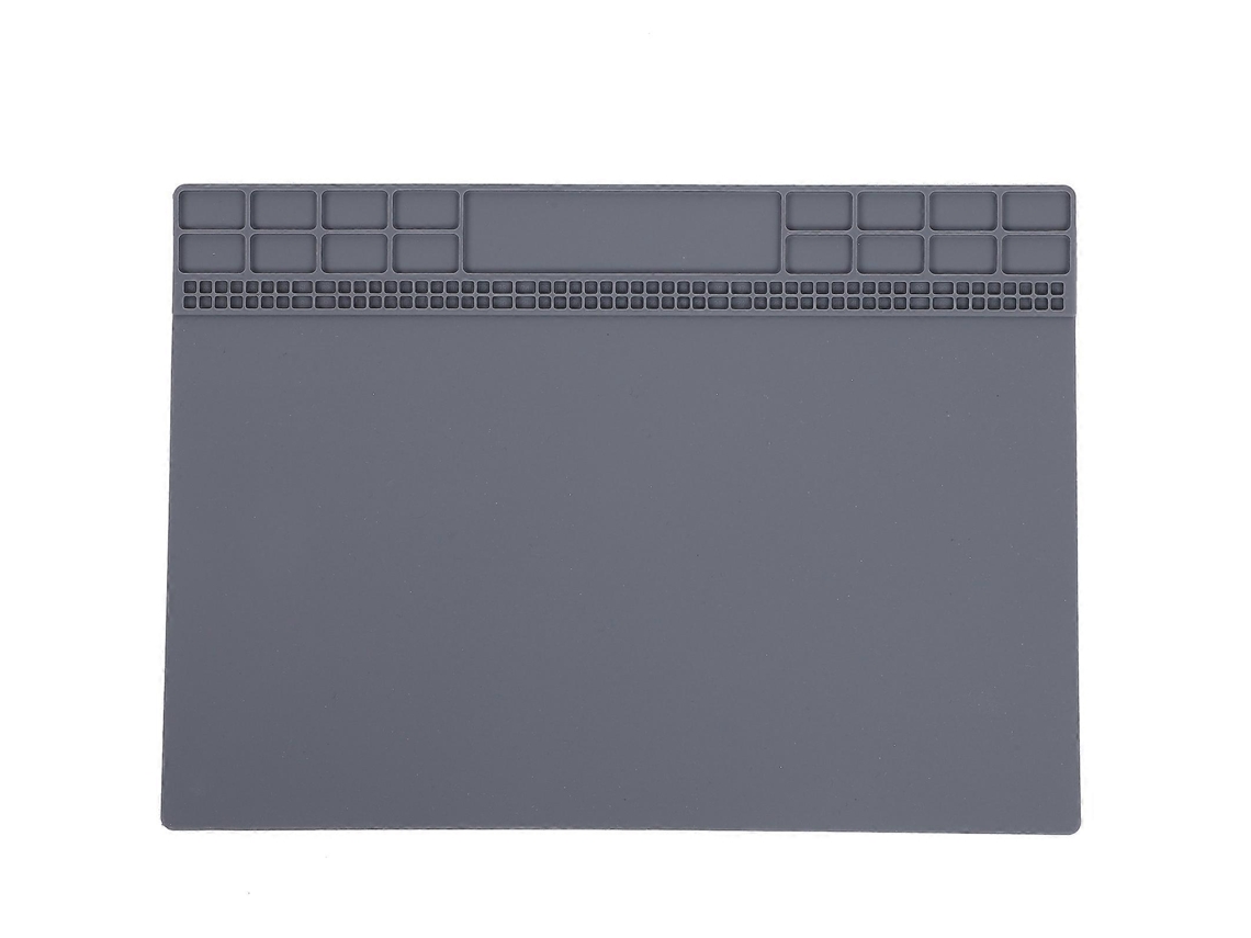 Almofada de silicone resistente ao calor para reparo de computadores e telefones, ferramentas para estação de solda, 350 x 250 x 4 mm, cinza