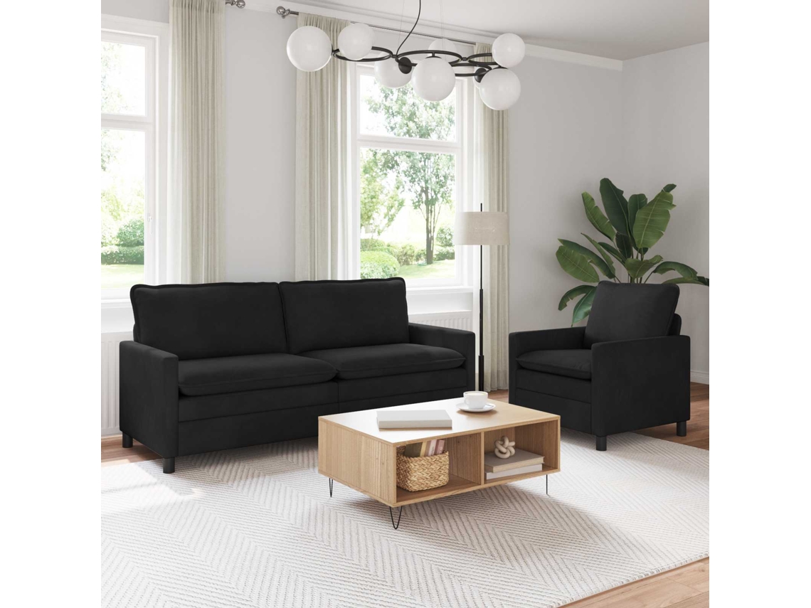 Vidaxl Conjunto De Sofás 2 Unid. Preto Veludo