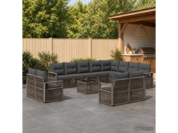 Vidaxl Conjunto De Sofá De Jardim 13 Pcs Cinzento Vime Pe