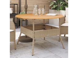 Vidaxl Mesa De Jardim Com Tampo De Acácia Ø110x71 Cm Vime Pe Bege