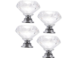 Conjunto De 4 Puxadores Gaveta Elegantes Em Cristal Transparente Popetpop Com Design Exclusivo E Instalação Furo Único