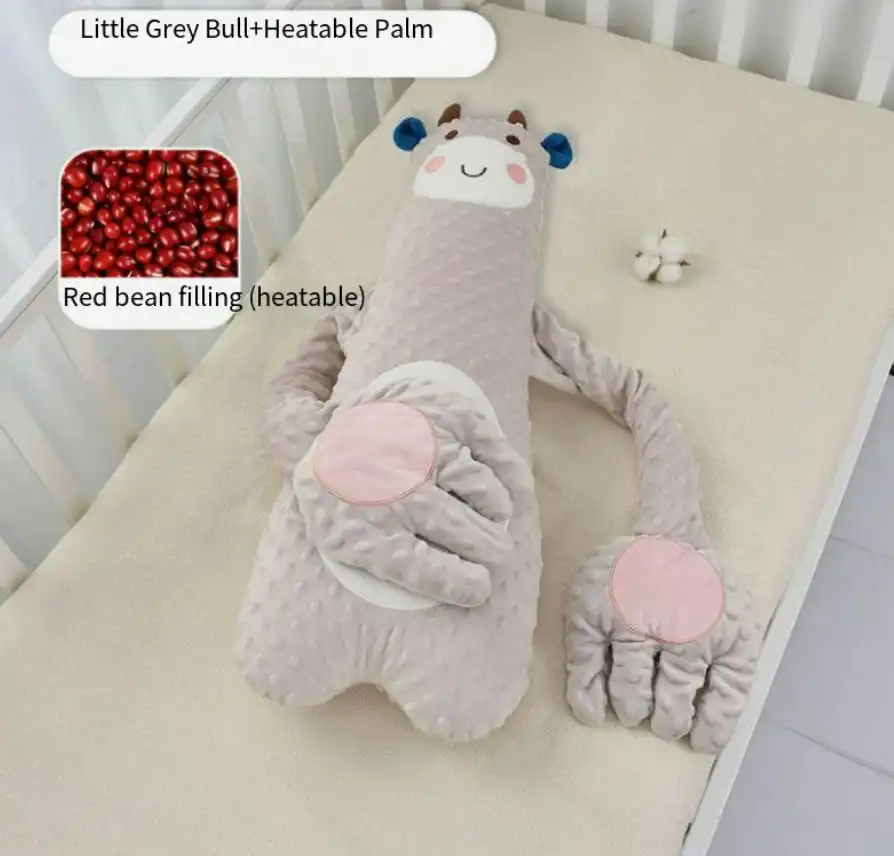 Brinquedo Para Dormir De Consolação De Puxar (68 * 25cm Pequeno Boi Cinza Vermelho Aquecido + Puxar + Música)