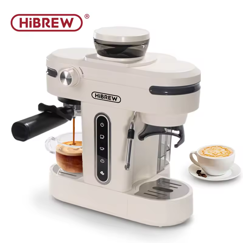Hibrew Cafeteira Espresso Semi Automática, Feijão Moedor, Cappuccino E Latte, Máquina De Sistema Espuma De Leite, 20 Bar, H14