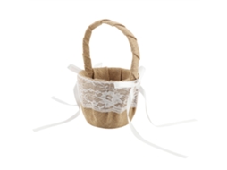Cesta De Flores Branca Para Dama De Honra, Material De Linho E Algodão Com Renda, Ideal Para Casamentos E Presentes