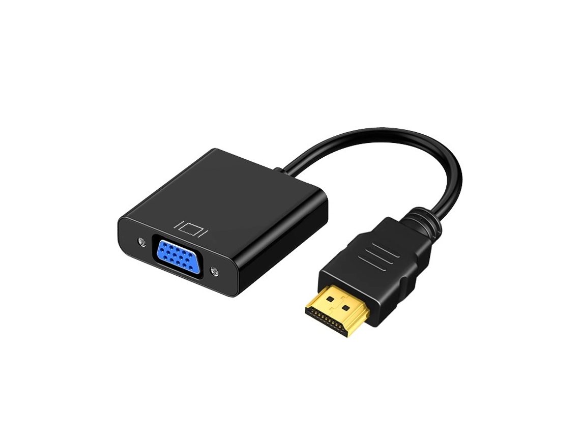 Adaptador Hdmi Vga Conversor Hdmi Para Vga Preto Com Áudio E Alimentação Full Hd 1080p Conectores Banhados A Ouro