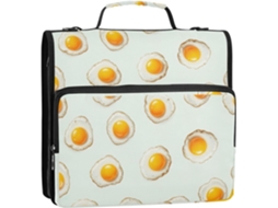 Pasta De 1, 5 Polegadas, 3 Argolas Divertidas Em Formato De Ovo Com Fecho, Organizador Com Vários Bolsos, Pasta Grande