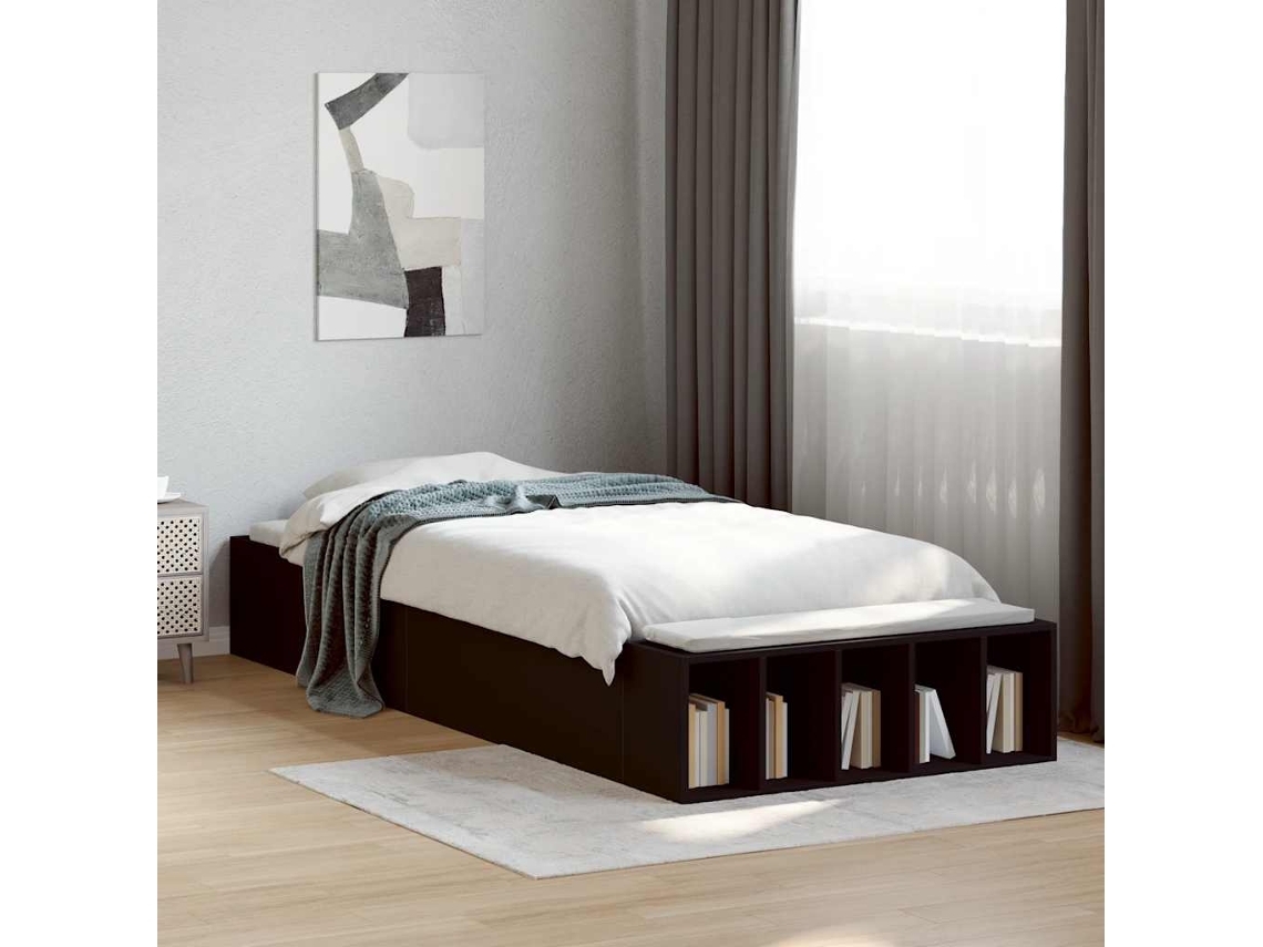 Vidaxl Estrutura De Cama 90x190 Cm Derivados De Madeira Preto