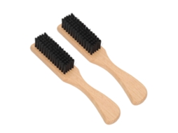 2pcs Escova De Barba Com Cerdas Imitadas De Javali Para Barbearia, Madeira Sólida E Cerdas Duráveis
