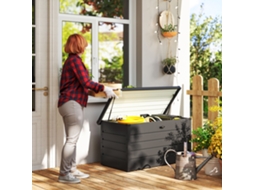 Baú De Jardim Em Aço Cinza Com Fechadura - Caixa De Armazenamento Trunk, 120x62x62cm