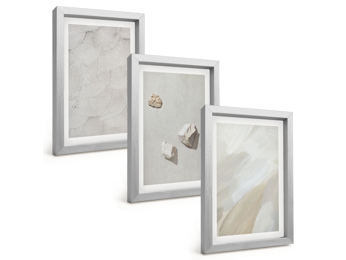 Composição De Quadros Pedras De Areia, Pintura Moderna Espelharte (3 Peças 20x30 Cm)