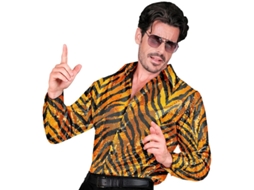 Camisa ou fantasia de festa com estampa animal dourada para homem