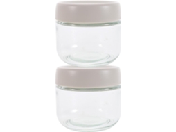 Conjunto De 2 Potes Vidro Herméticos Para Cereais, 280ml, Com Tampa Bege