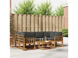 Vidaxl Conjunto De Sofás Para Exterior 7 Unid. Natural E Antracite