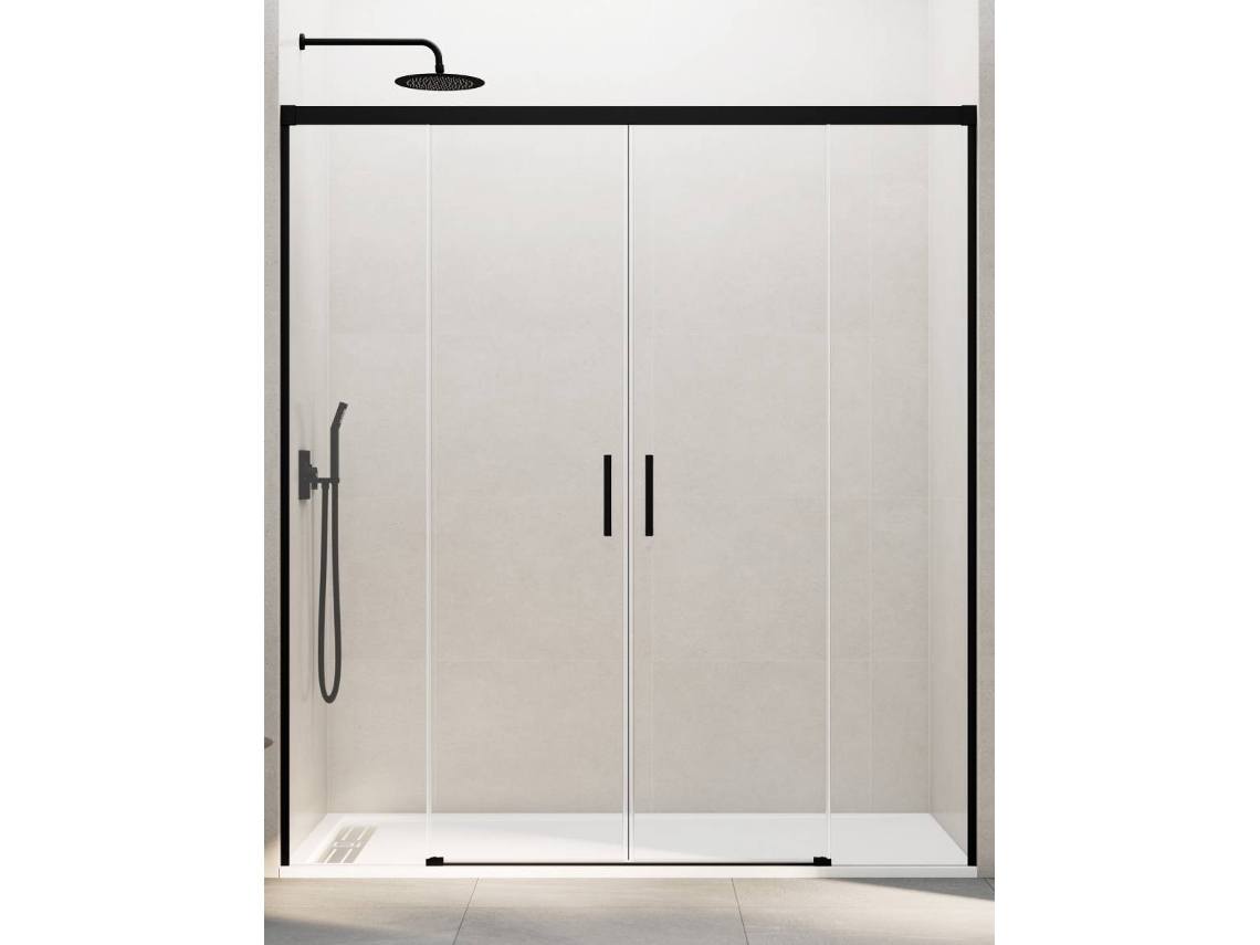 Divisória de Duche DUCHA.ES, 2+2 Thalassa, 210cm, perfil titânio com vidro serigrafado
