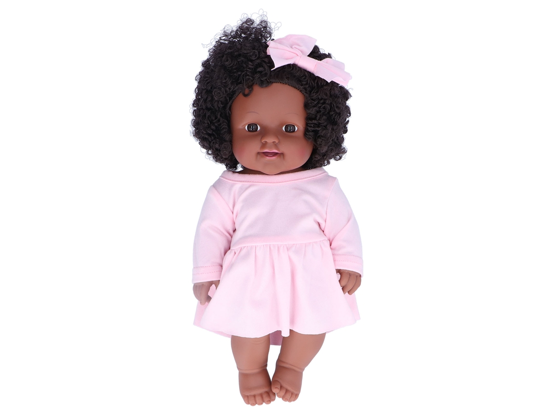 muñeca Bebé Menina Negra de 12 Polegadas com Cabelo Afro Realista Reborn Presente de Natal para Crianças Q12 082c