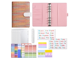 Spiral Bound Fabric Notebook With Zipper, Macaron Colors, Premium Gift Set Orange Weave 12-budget Cards + 8-zipper