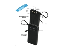 Beisk Black 4-in-1 Power Bank | Carregador Portátil De Tela Digital De Cabo Incorporado 10000mah Com Luz Led