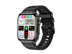 Smartwatch L81 com chamadas Bluetooth, frequência cardíaca, pressão arterial, monitoramento de som e monitoramento de saúde (preto, versão E)