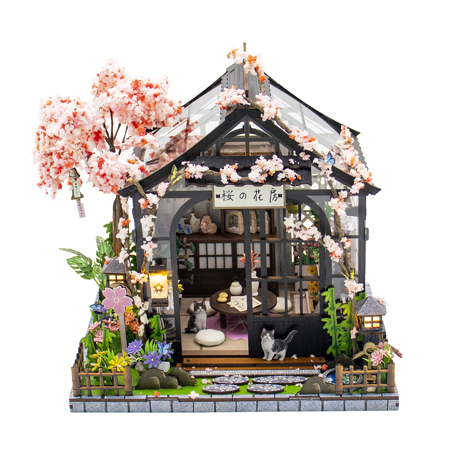 Faça Você Mesmo: Miniatura De Casa De Bonecas Japonesa Em Forma De Flor De Cerejeira, Quebra-cabeça 3d, Modelo Arquitetônico.