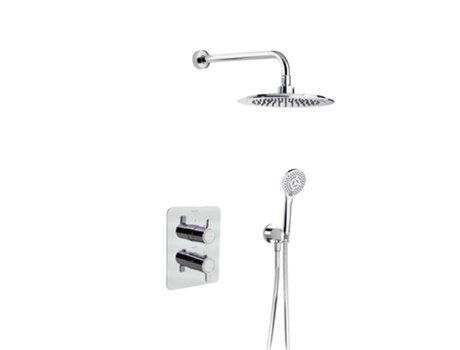 Conjunto de Torneira Termostática Embutida de 2 Vias Cromada com Acessórios Redondos Série Blautherm RAMON SOLER