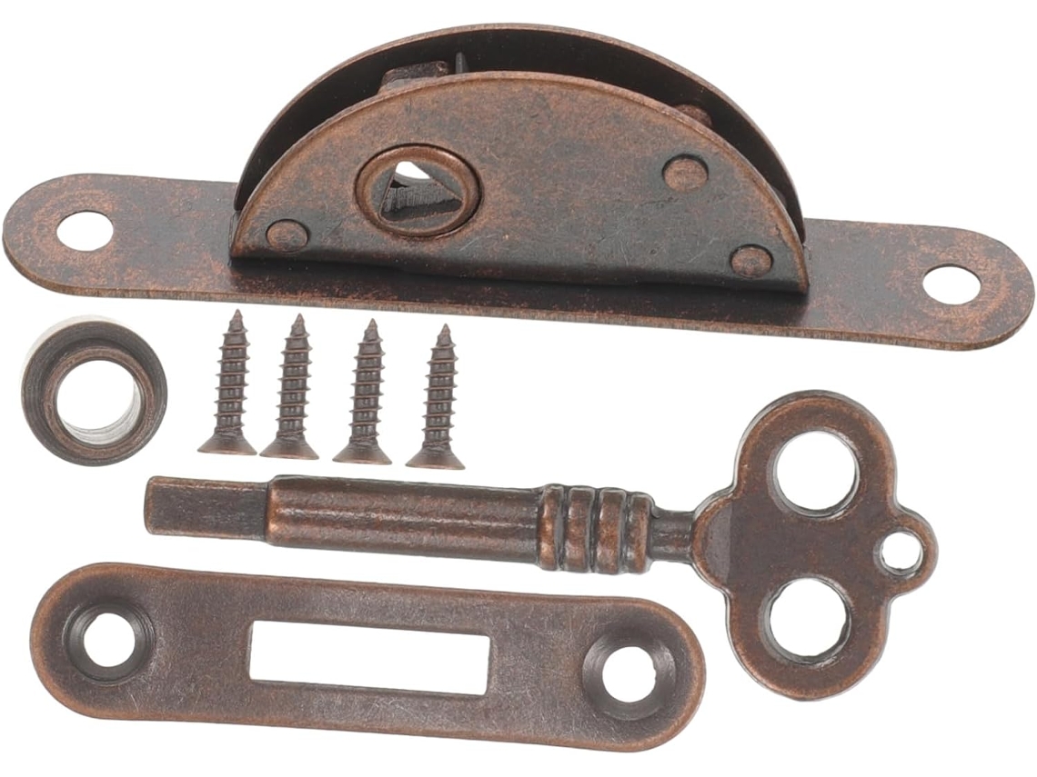 Fechadura De Ferro Antiga Semicircular Para Móveis, Com Chaves,