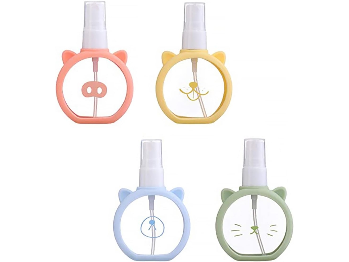 Conjunto De 4 Pequenos Frascos De Spray De Plástico Ecológicos, Com Design