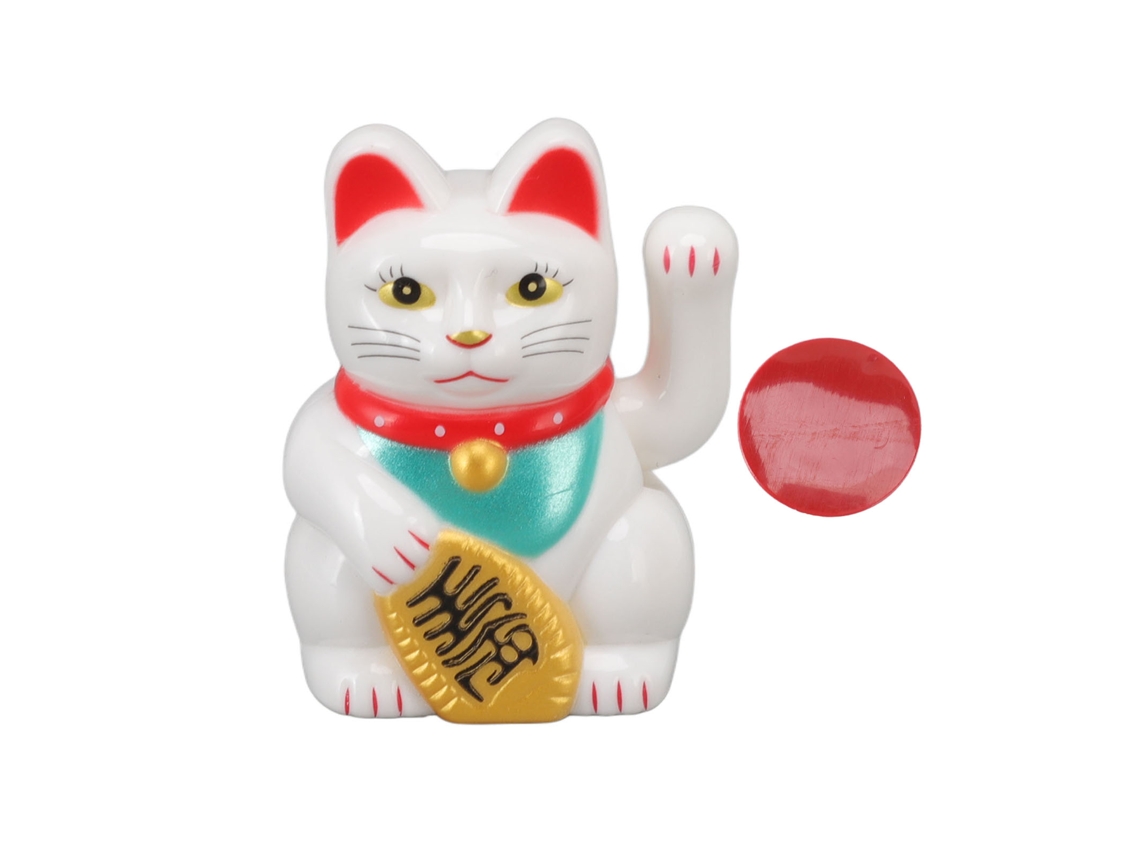 Baok-gato Da Sorte Chinês Decoração Com Braço Móvel Luz Solar Indutor Estátua Figura Para Casa Carro Ornamento Branco