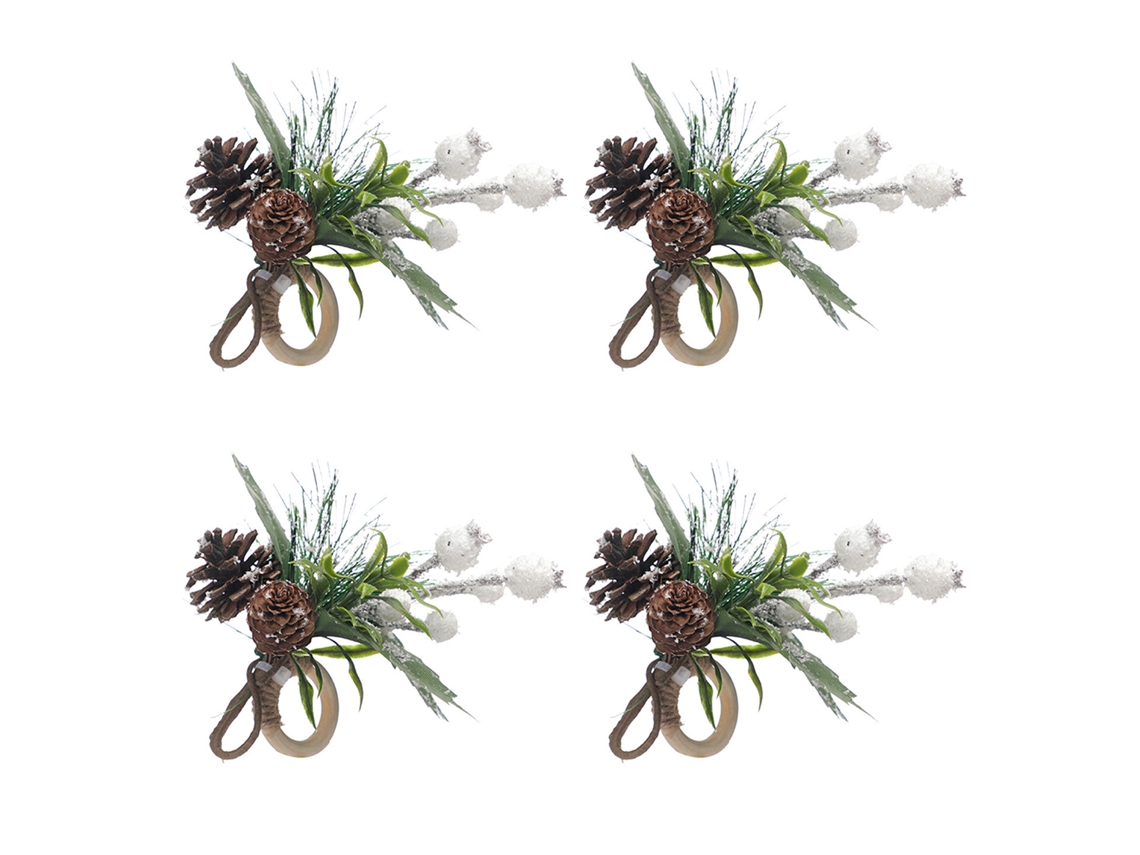 Conjunto de 4 Anéis de Guardanapos Decorativos de Natal para Mesa LAXISCREED