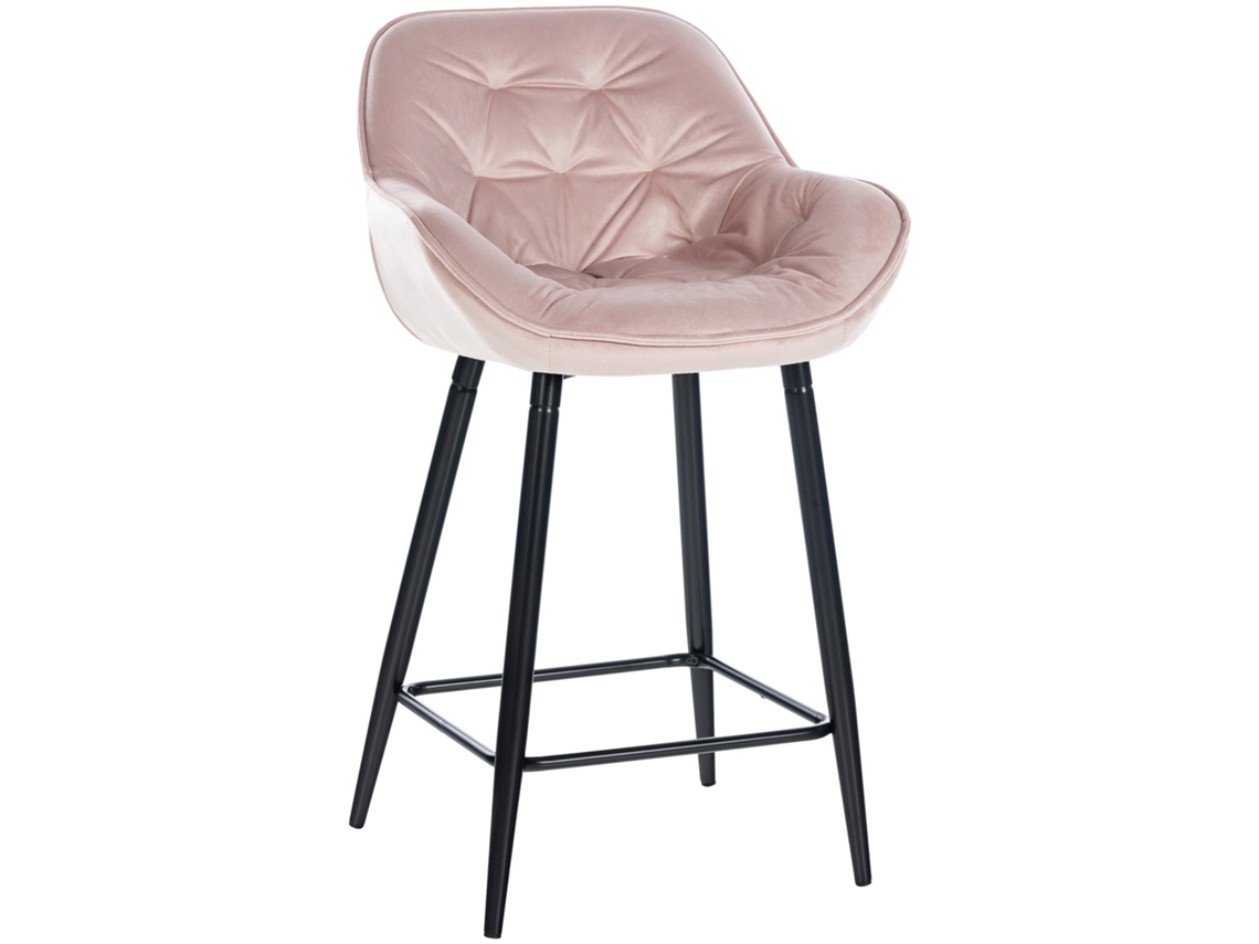 Banco de bar Gibson rosa/veludo CLP