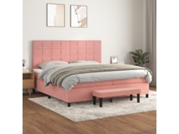 Vidaxl Cama Com Molas/colchão 200x200 Cm Veludo Rosa