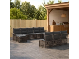 Vidaxl Conjunto De Sofá De Jardim 10 Unid. Cinzento Vime Pe