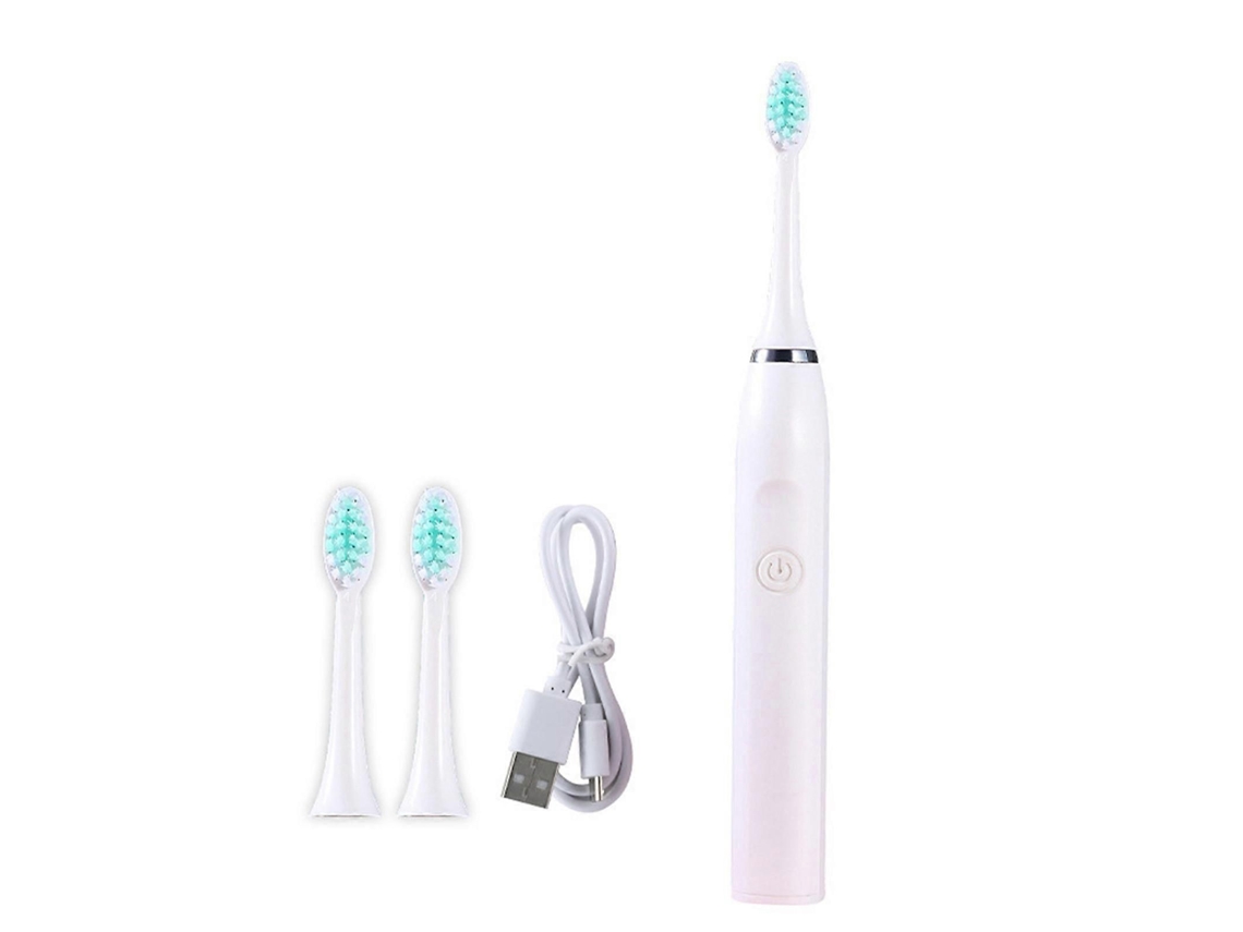 Escova De Dentes Elétrica Recarregável Para Adultos, À Prova D'água, Ideal Para Viagens, Com 3 Cabeças De Escova, Branca.
