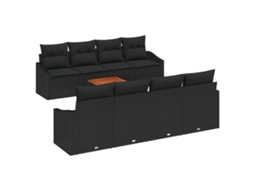 Conjunto 9 Conjunto De Sofá De Jardim Vidaxl Preto Vime Pe (55 X 55 X 37 Cm)