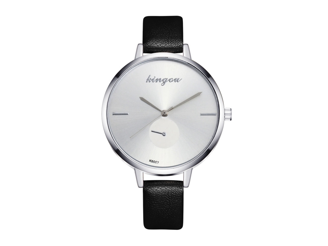 Relógio de Pulso Feminino Quartz com Pulseira de Couro Pu Leisure Estilo Moda Preto