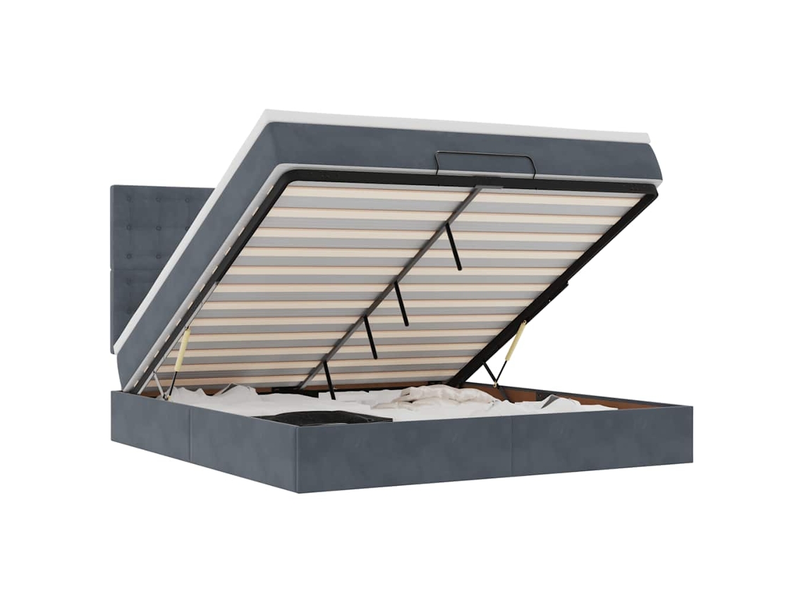 Estrutura Cama Otomana com Colchões Tecido Cinzento Escuro MAISON EXCLUSIVE (180x200 cm)