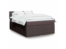 Vidaxl Cama Com Molas/colchão 160x200 Cm Tecido Castanho-escuro