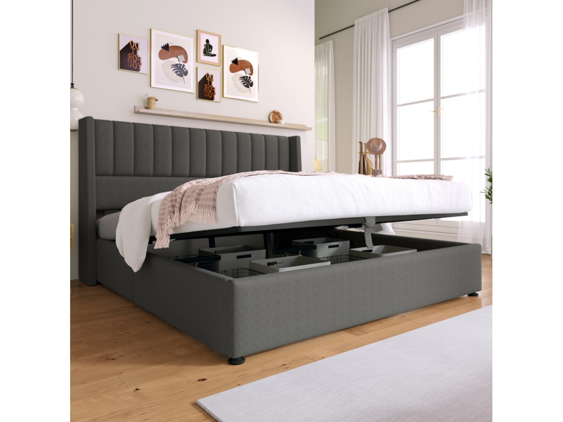 Cama De Espaço Armazém 180x200cm Com Sistema Hidráulico E Metal