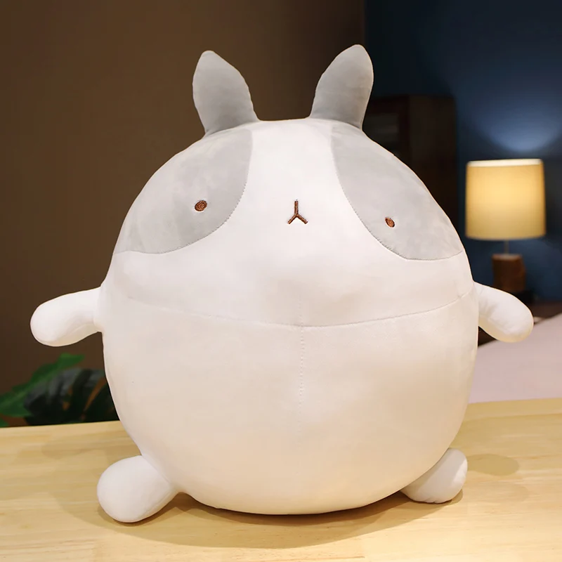 Almofada Cilíndrica Criativa para Sofá, Tamanho Adulto, em Formato de Coelho e Urso de Batata. MDUG (cinza e Branco, 40 Cm)