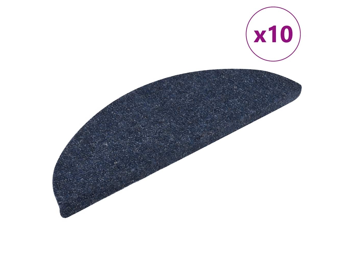 Vidaxl Tapetes De Escada Autoadesivos 10 Peças 56x17x3 Cm Azul Meia-lua