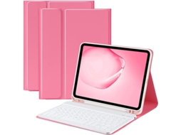 Capa De Couro Vermelha Teclado Bluetooth Quadrado Totalmente Branco, Ipad De 10ª Geração De 10,9 Polegadas/2022 Yunzii