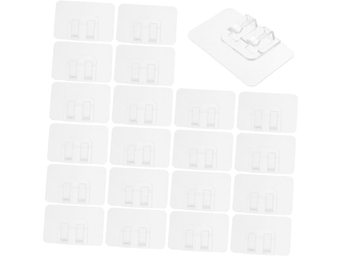 Stobaza 100 Peças de Clipes Adesivos Transparentes para Luzes Cordão, Ganchos Resistentes Fácil Instalação Ext