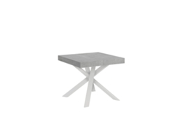 Mesa de Jantar Extensível 90X90/194 Cm Clerk Plano Cimento Pernas Brancas ITAMOBY